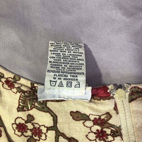 VTG White Stag Dress Womens Large Red Pink Floral Linen Rayon Sleeveless Boho - Picture 6 of 10